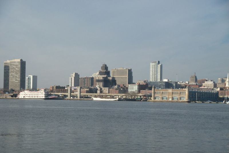 A view of the waterfront in Camden, N.J.