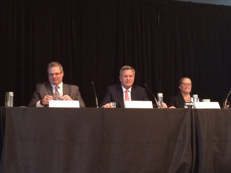 From left, Housing Advisory Group's David Gasson, CohnReznick's Bob Moss, and Enterprise Community Partners' Ali Solis update AHF Live attendees last week in Chicago about the latest from Capitol Hill.