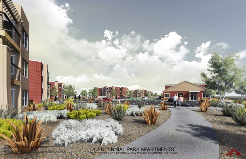 Centennial Park by Summit Housing Group will provide 140 affordable housing units in Longmont, Colo. (Conceptual rendering courtesy of Summit Housing Group)