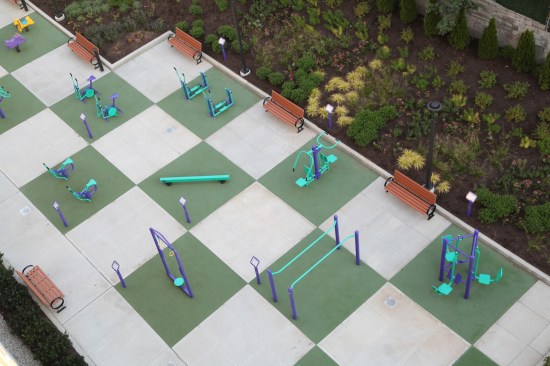 Prospect Plaza in Brooklyn, N.Y., includes on-site and easily accessible outdoor exercise areas for residents of all ages.