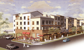 Affirmed Housing's Bella Vita provides 65 apartments for seniors earning between 30% and 60% of the area median income in Carson, Calif.
