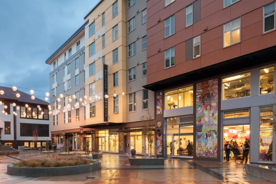 The development has become a multicultural hub for the neighborhood. It includes 112 units of affordable housing, seven new classrooms for a bilingual child development center, a large plaza, a cultural center, and neighborhood-based retail space.