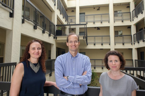The acquisition-and-rehab effort of the Bronaugh required creativity, says CEO Dan Valliere (left center), pictured with Jessica Woodruff (far left), director of housing development, and Lucy Corbett, housing development project manager.
