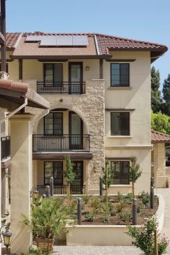 Franklin Street Family Apartments in Mountain View, Calif., achieved LEED for Homes Platinum certification and exceeds California’s Title 24 efficiency standards by 22.2 percent. An extensive solar photovoltaic system offsets approximately 60 percent of the project’s common area energy load. 