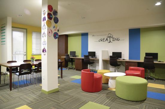 An array of on-site services is provided for the families, including after-school homework assistance. Google, which is the largest employer in Mountain View and a tax credit investor on the development, also contributed a grant for a computer room and free Internet access for residents. The project is the first in ROEM’s portfolio to offer free Wi-Fi to all residents.
