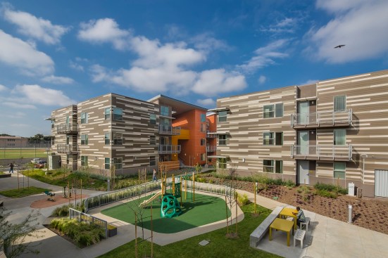 BRIDGE Housing leaders say the
guiding principle used in developing site plan was to create a sustainable
“living-learning” community.&nbsp;Almost 1,200 applications were received for the apartments.