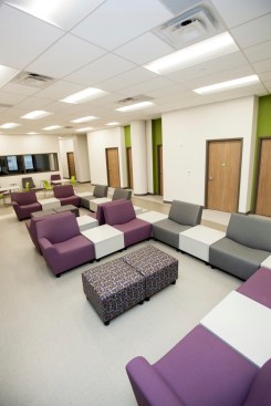 The first and part of the second floors of the building include resource center services and an emergency shelter for homeless youth. 
