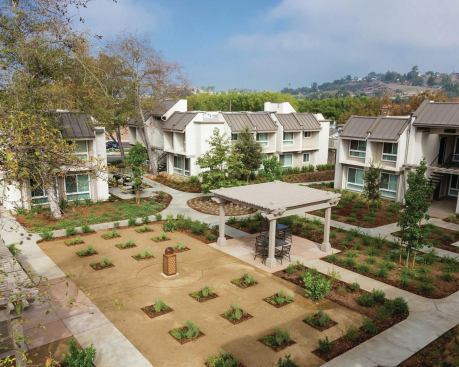 Built in 1974, Poway Villas has been rehabbed and preserved as affordable housing by Community HousingWorks.