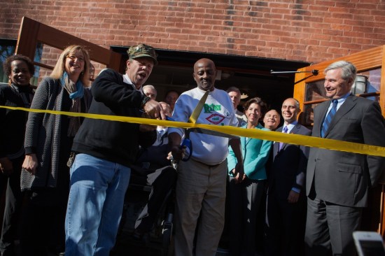 Local, state, and federal officials came out for the Veterans for Tomorrow ribbon cutting on Monday. Pictured are (front row, from left) Nancy Smith Greer, Department of Housing and Urban Development field office director for Rhode Island;&nbsp;Barbara Fields, executive director of Rhode Island Housing;&nbsp;Larry Crudup, veteran and resident of Veterans for Tomorrow; Samual Lubbers, veteran and resident; (back row, from left) Rhode Island Gov.&nbsp;Gina Raimondo; Providence Mayor Jorge Elorza; and U.S. Sen.&nbsp;Sheldon Whitehouse.